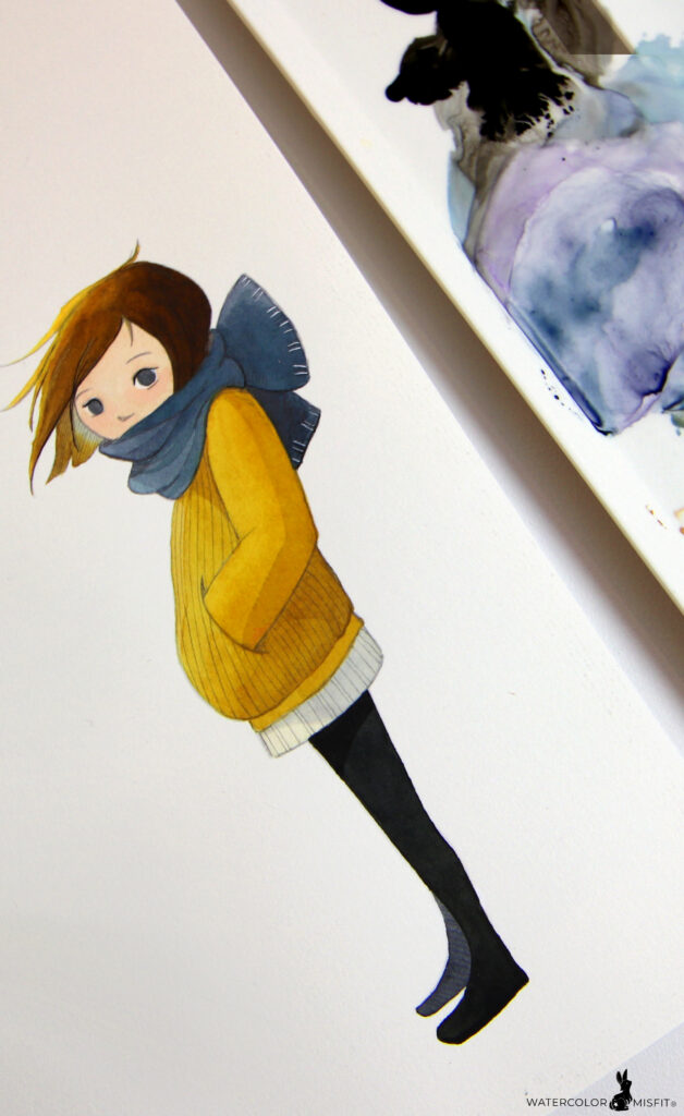 Girl In Scarf watercolor painting